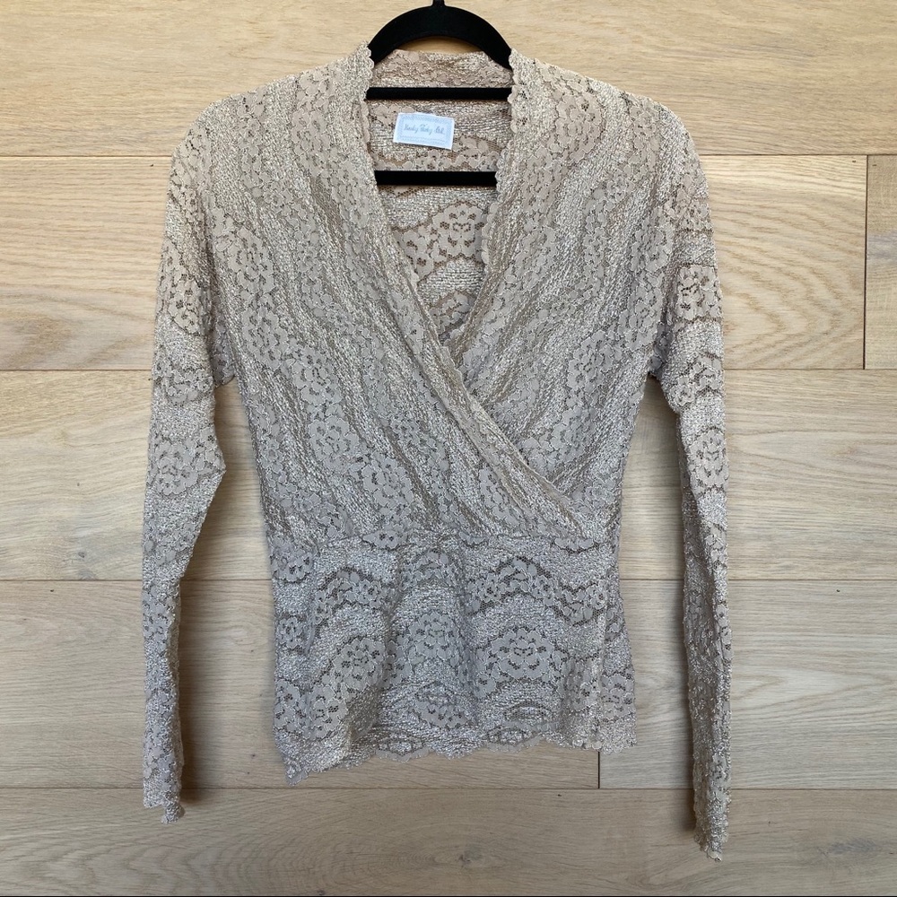 Hanky Panky Beige Lace Long Sleeve Top